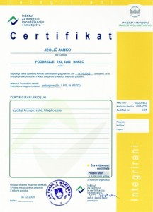 Certifikat certificirane zelenjave